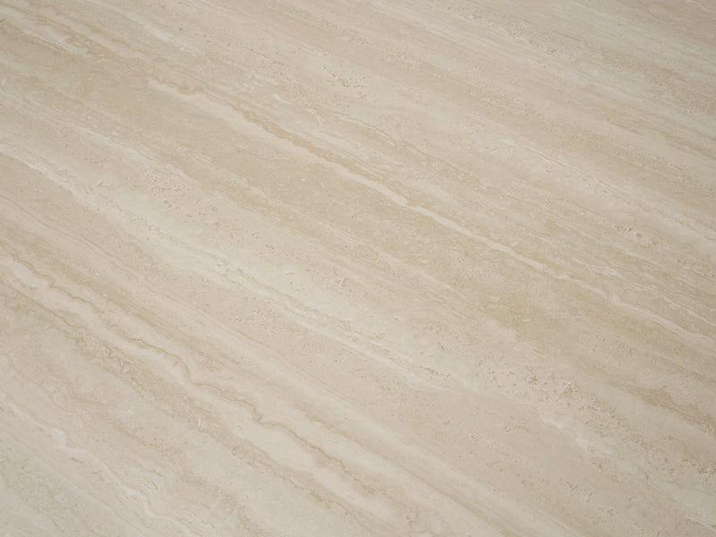 DELOS | DECKSTONE - SINTERED STONE | Eetkamertafel Travertin 220x100 Eiken naturel kolomvoet