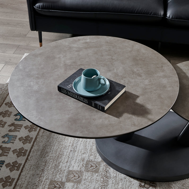 Antares | GLAS+KERAMIEK | Salontafel B 5712 Taupe Glas Keramiek 2 Bladen Draaibaar