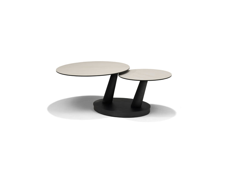 Antares Salontafel | DECKSTONE - SINTERED STONE | B 5712 Travertin Glas Keramiek 2 Bladen Draaibaar