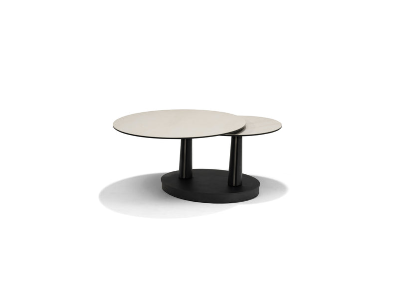 Antares Salontafel | DECKSTONE - SINTERED STONE | B 5712 Travertin Glas Keramiek 2 Bladen Draaibaar