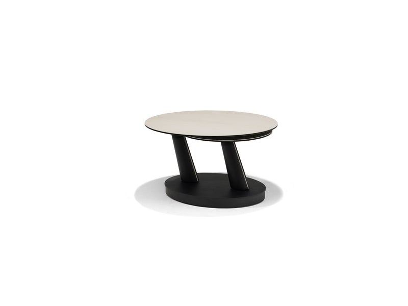 Antares Salontafel | DECKSTONE - SINTERED STONE | B 5712 Travertin Glas Keramiek 2 Bladen Draaibaar