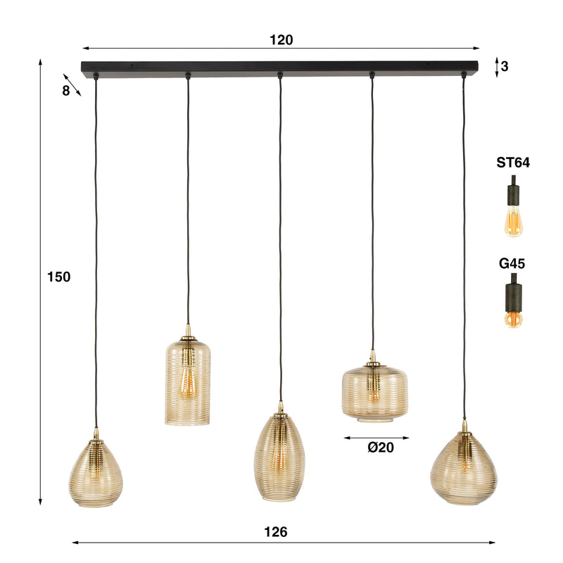 Hanglamp Stripe Horizontal 5L