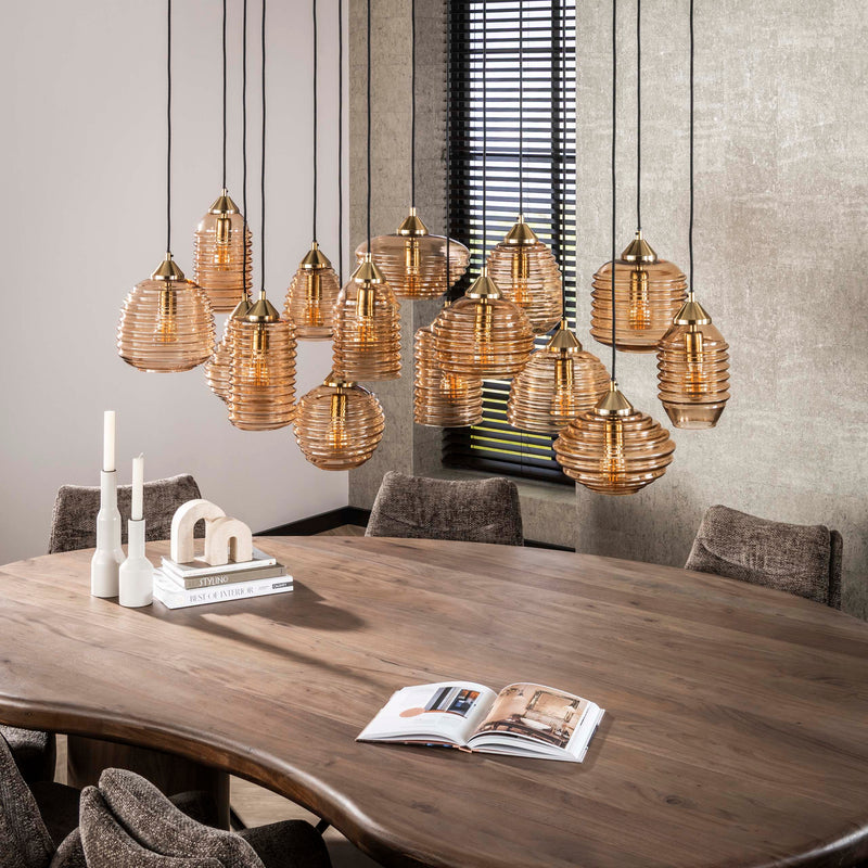 Hanglamp Rib Glass 5+5+5L