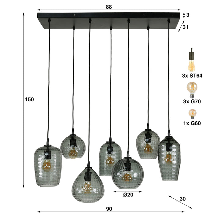 Hanglamp Hexagon 4+3L