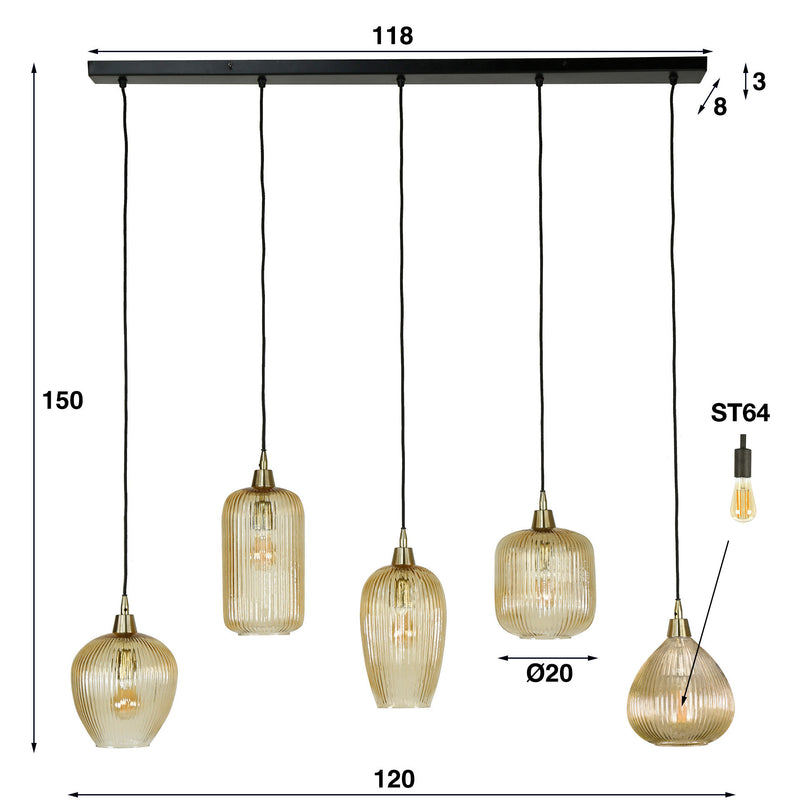 Hanglamp Stripe 5L