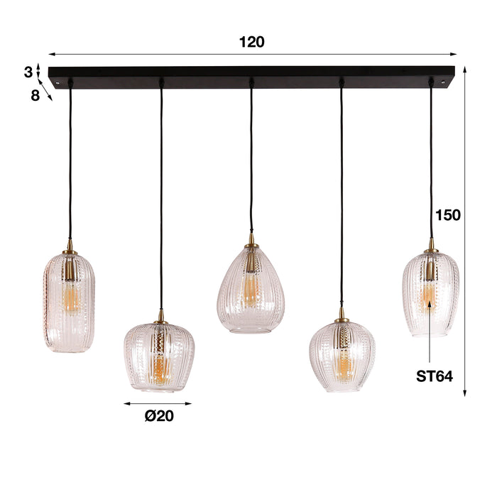 Hanglamp Diamond Grain 5L