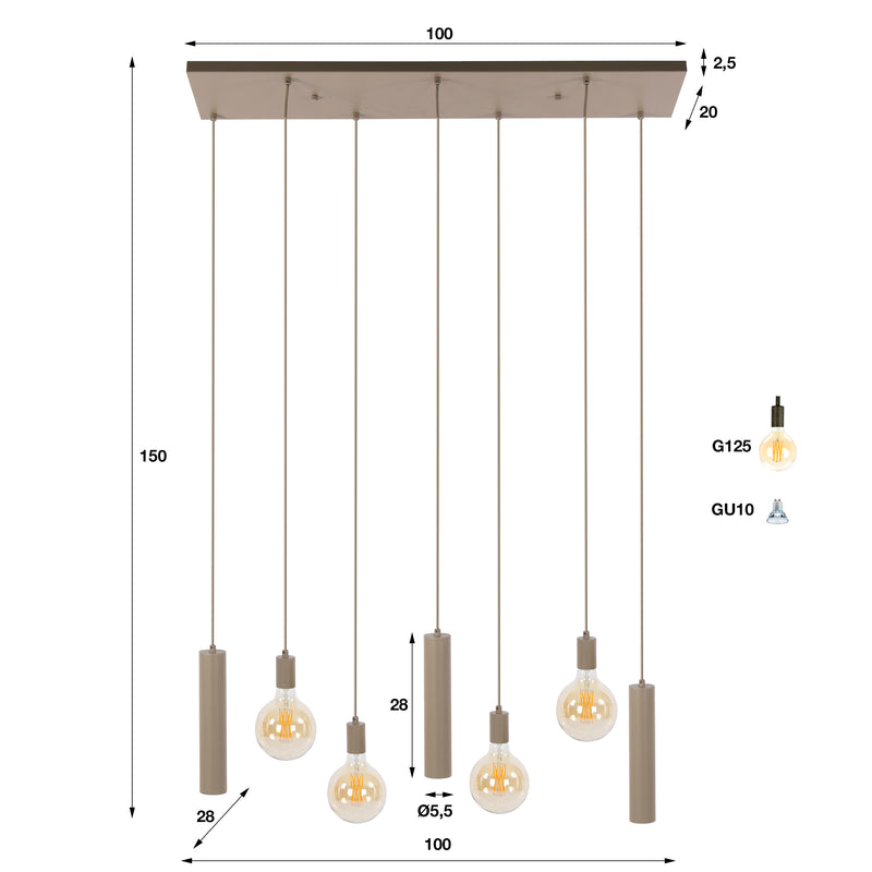 Hanglamp Senso 4+3L