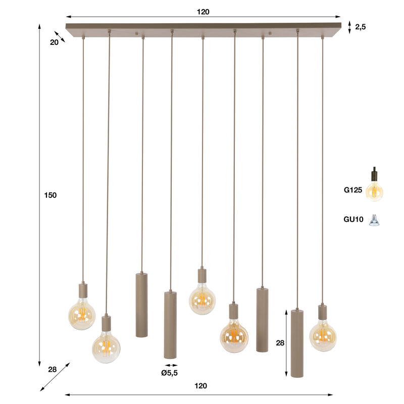 Hanglamp Senso 5+4L