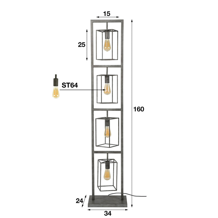Vloerlamp Cubic Tower 4L