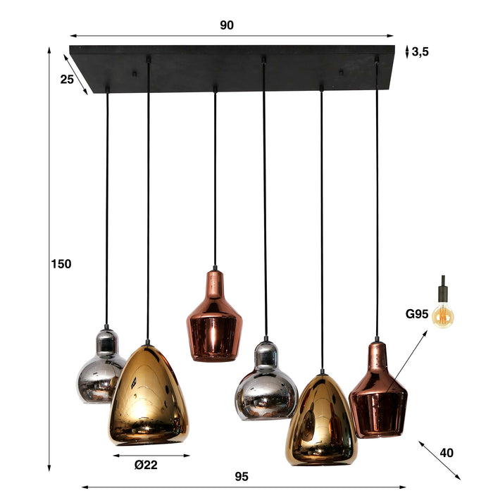 Hanglamp Tricolore 3+3L