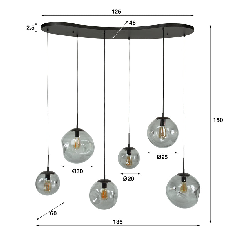 Hanglamp Stellar Black 6L