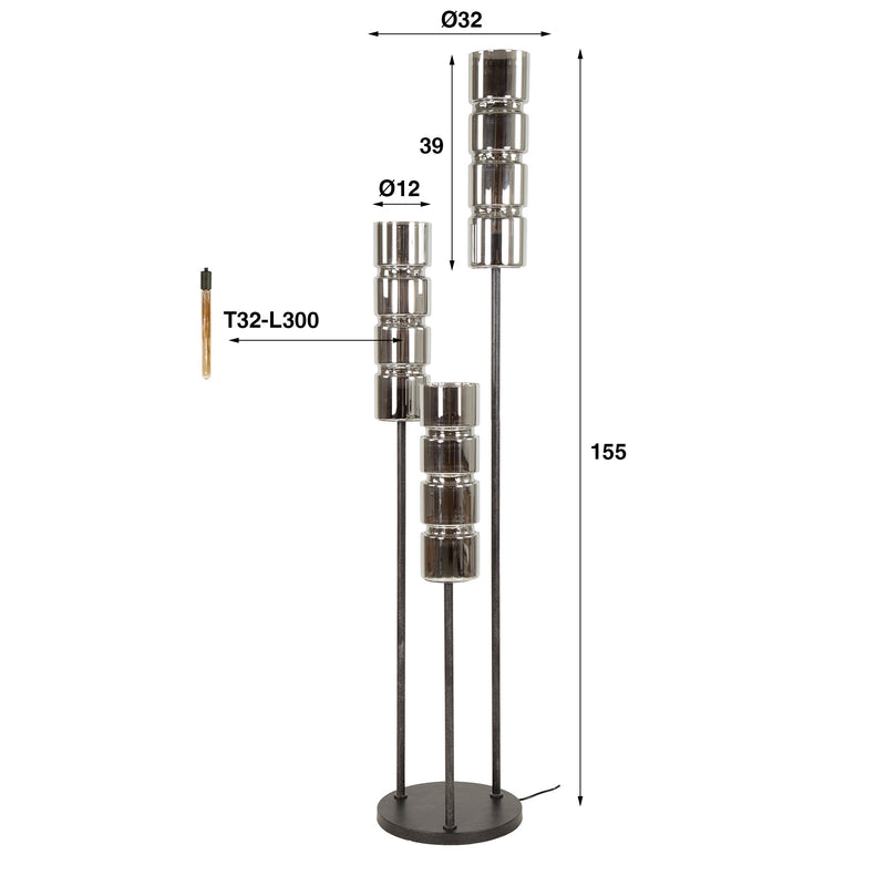 Vloerlamp Cylinder Glass 3L