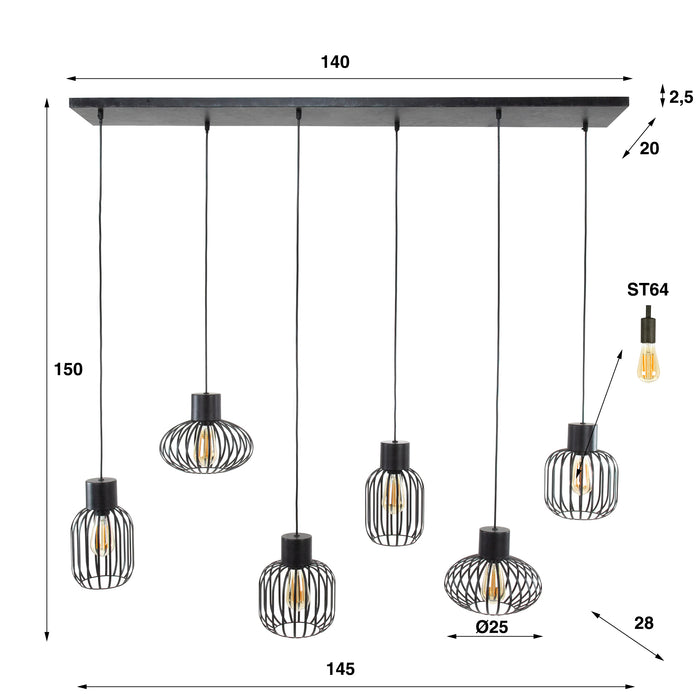 Hanglamp Mix Metal 3+3L