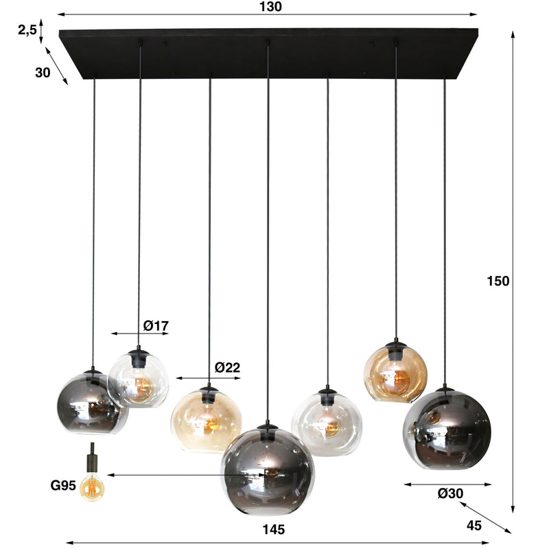 Hanglamp Multi Globe 4+3L