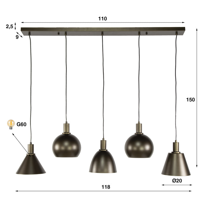 Hanglamp Metallo 5L