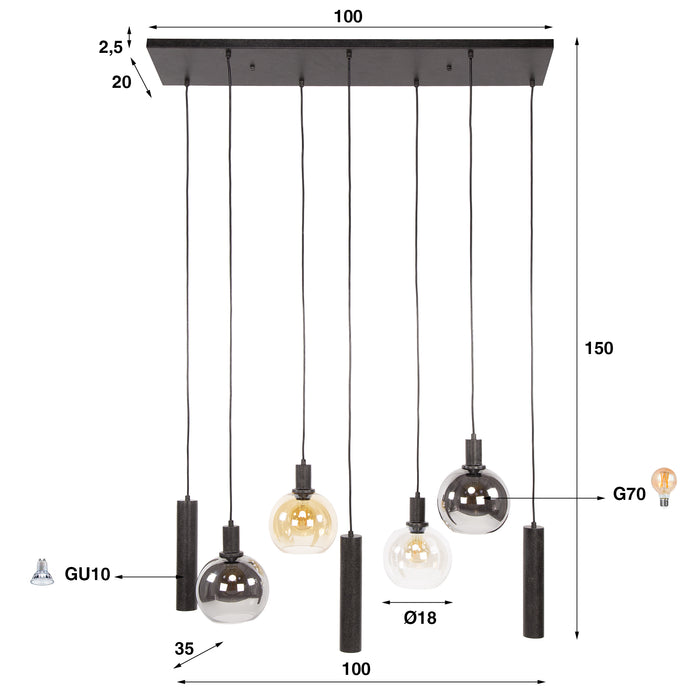 Hanglamp Sfera Tricolore 4+3L