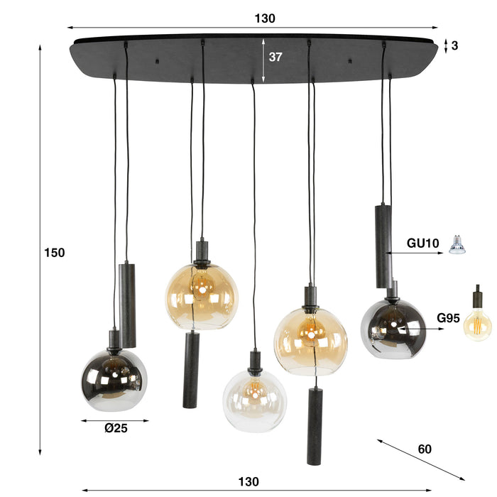 Hanglamp Sfera Tricolore 5+4L