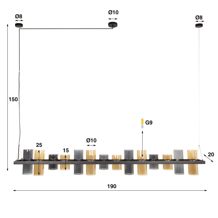 Hanglamp Cylinder Glass 14L