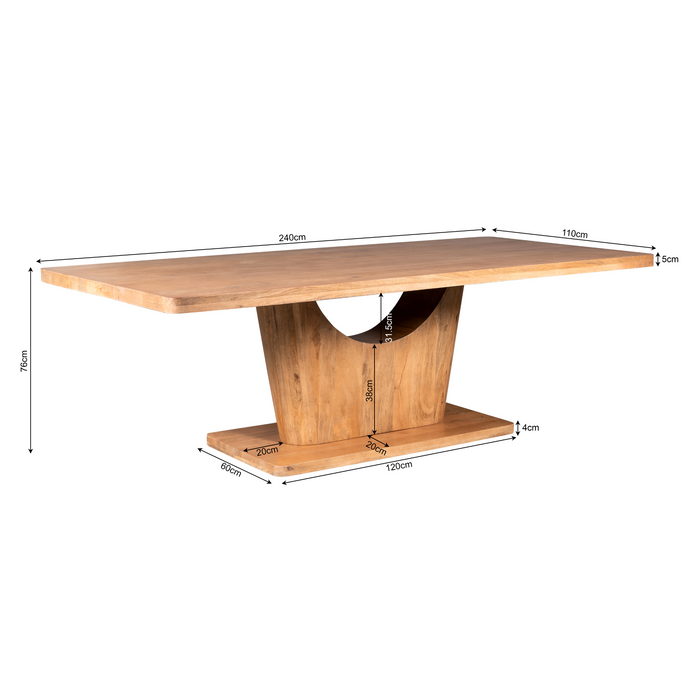 Eettafel Voco Naturel | Mangohout | Deens Ovaal | 240cm
