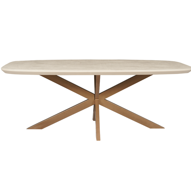 Eettafel Madison Sand | Mangohout | Deens Ovaal | Matrixpoot Brons | 240cm