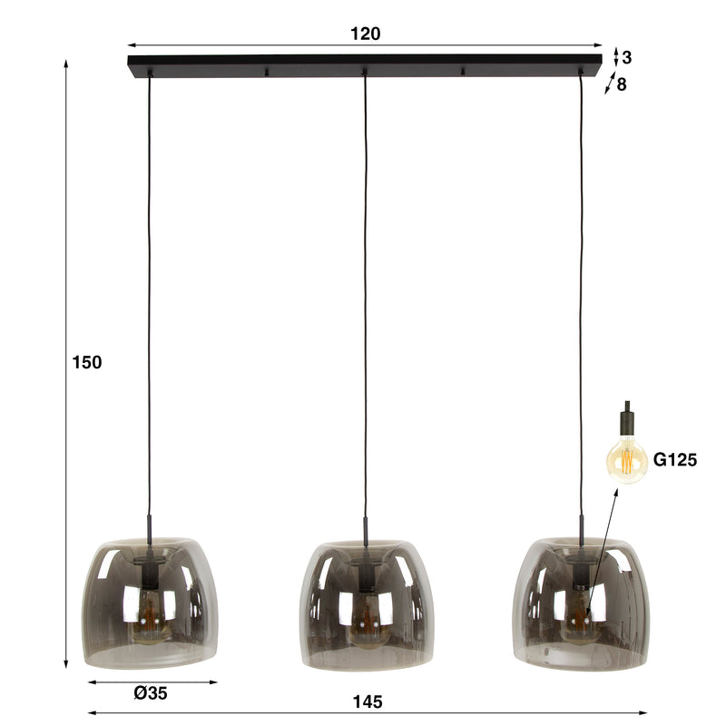 Hanglamp Drift Glass 3L