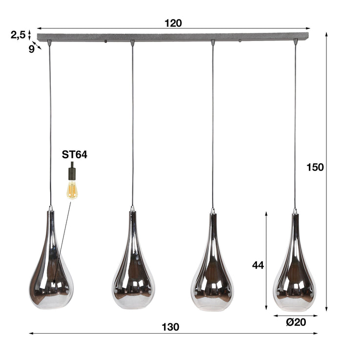 Hanglamp Silver Drop 4L