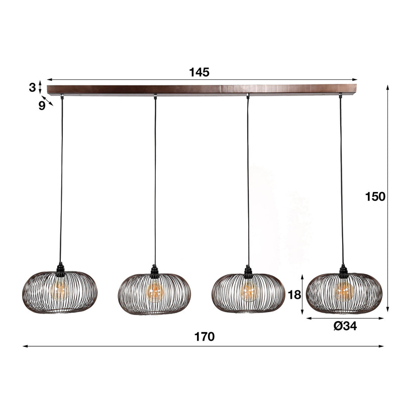 Hanglamp Copper Twist 4L