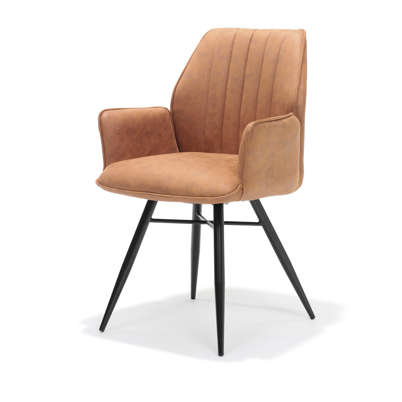 Eetkamerstoel Clark | Armleuning | Stof Soft Cognac