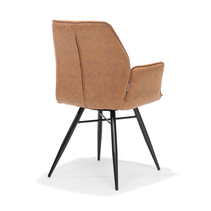 Eetkamerstoel Clark | Armleuning | Stof Soft Cognac