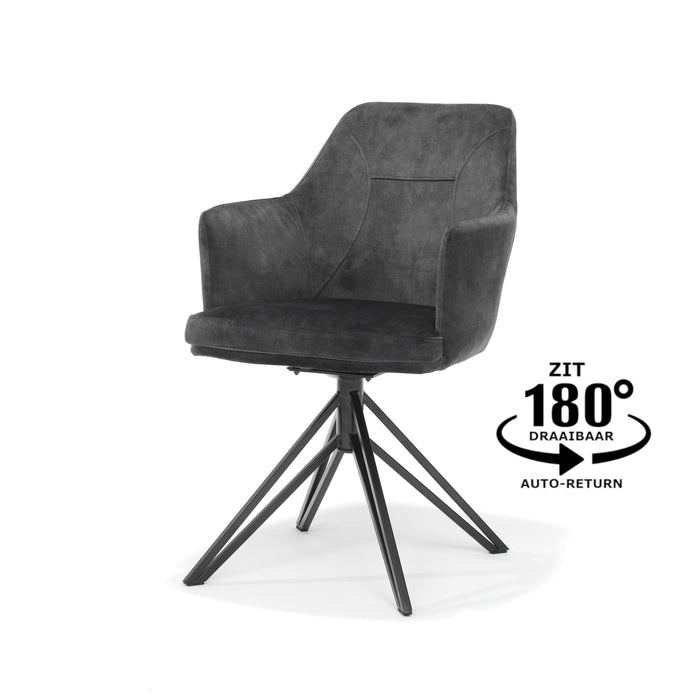 Eetkamerstoel Calvin | Antraciet | Zwart frame