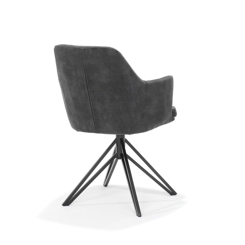 Eetkamerstoel Calvin | Antraciet | Zwart frame