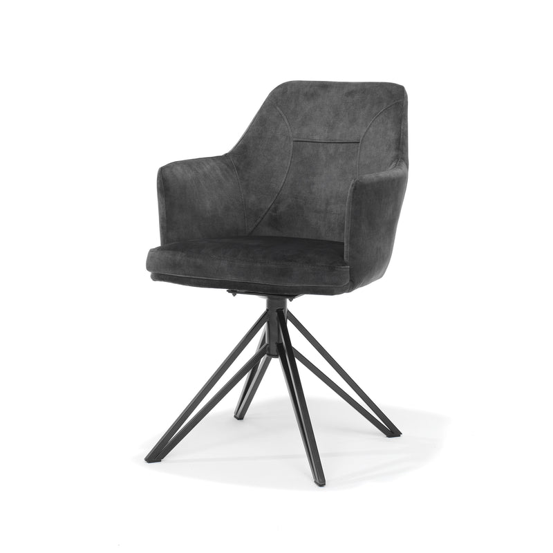 Eetkamerstoel Calvin | Antraciet | Zwart frame