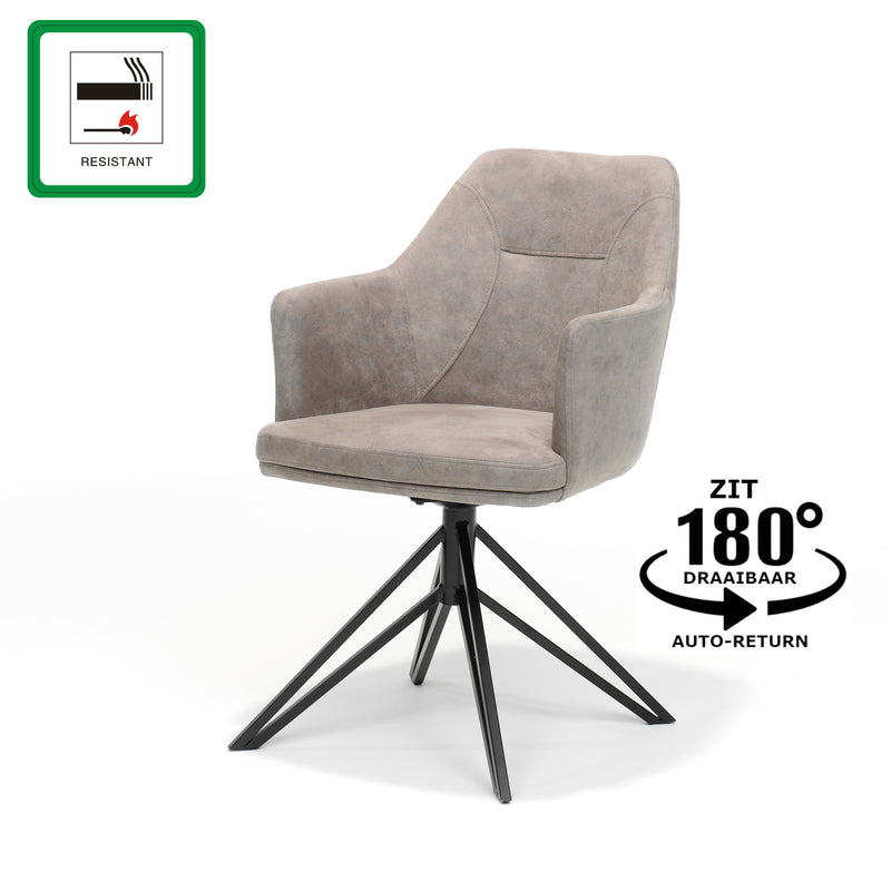 Eetkamerstoel Calvin | STOF SOFT | Pebble | Zwart frame