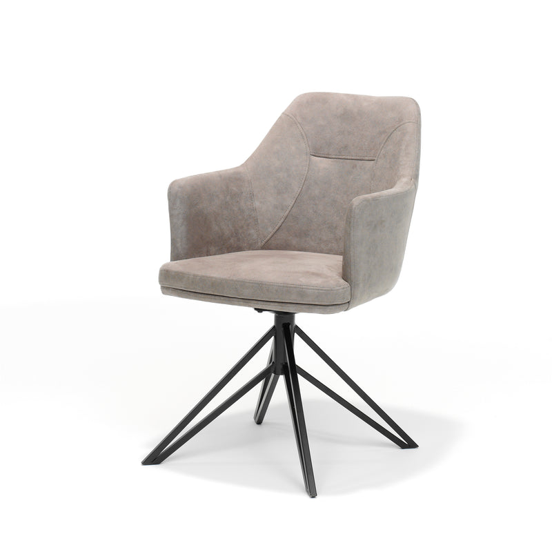 Eetkamerstoel Calvin | STOF SOFT | Pebble | Zwart frame