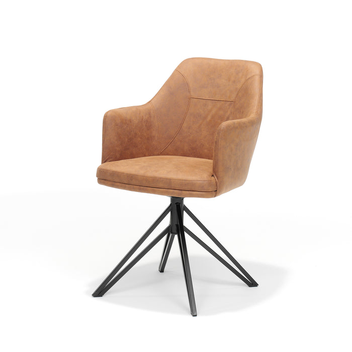 Eetkamerstoel Calvin | Cognac | Zwart frame