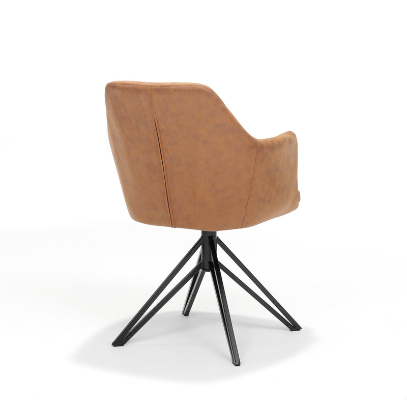 Eetkamerstoel Calvin | Cognac | Zwart frame