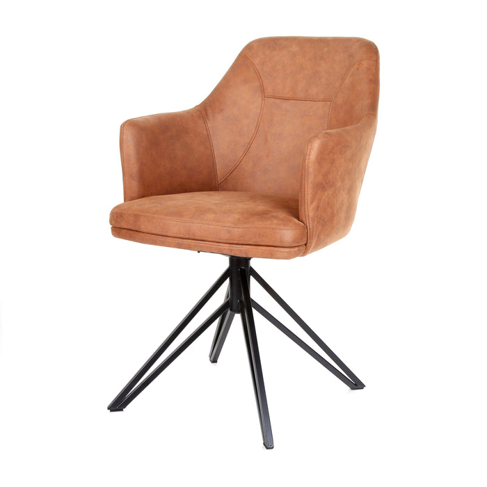 Eetkamerstoel Calvin | Cognac | Zwart frame