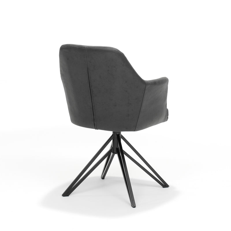 Eetkamerstoel Calvin | Antraciet | Zwart frame