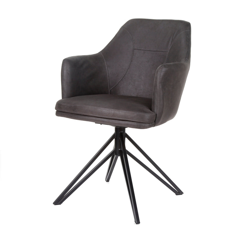 Eetkamerstoel Calvin | Antraciet | Zwart frame