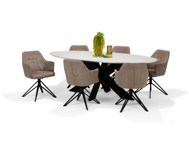 Eetkamerstoel Calvin | Antraciet | Zwart frame