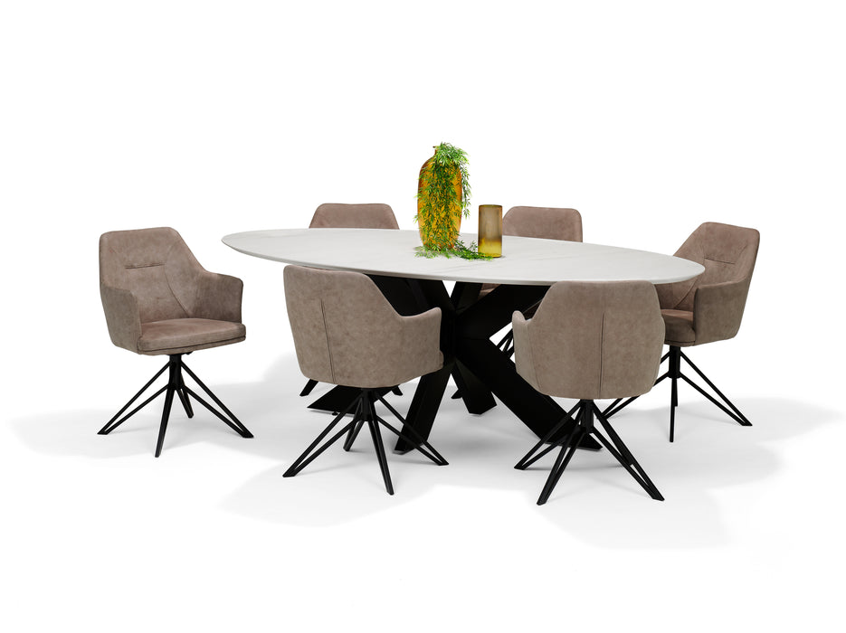 Eetkamerstoel Calvin | Antraciet | Zwart frame