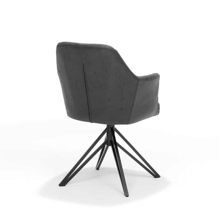 Eetkamerstoel Calvin | STOF SOFT | Antraciet | Zwart frame