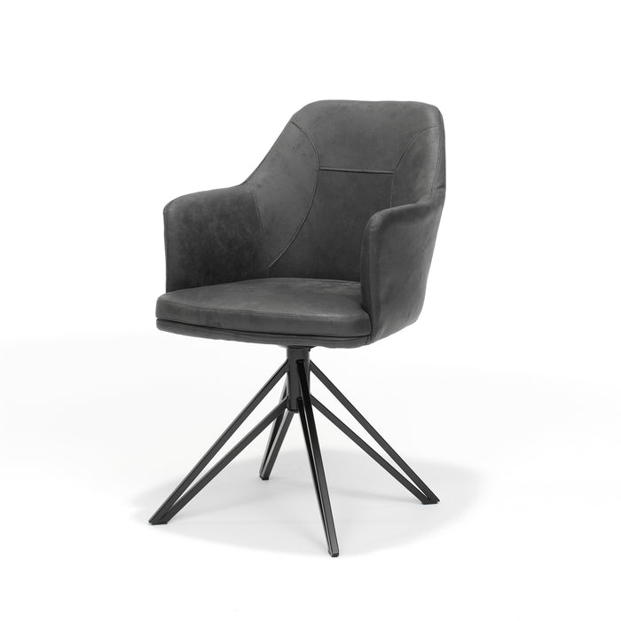 Eetkamerstoel Calvin | STOF SOFT | Antraciet | Zwart frame