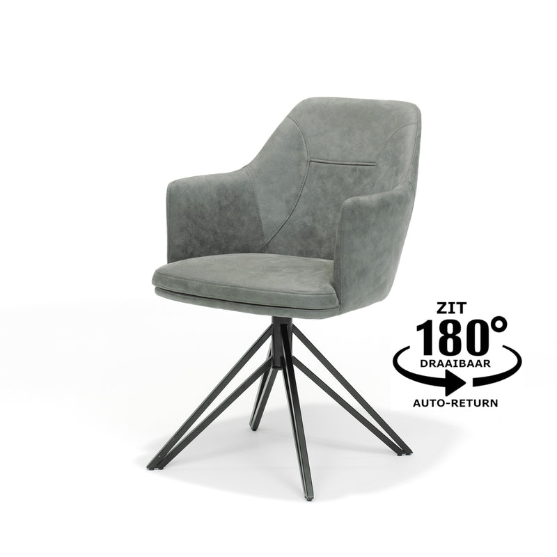 Eetkamerstoel Calvin | Groen | Zwart frame