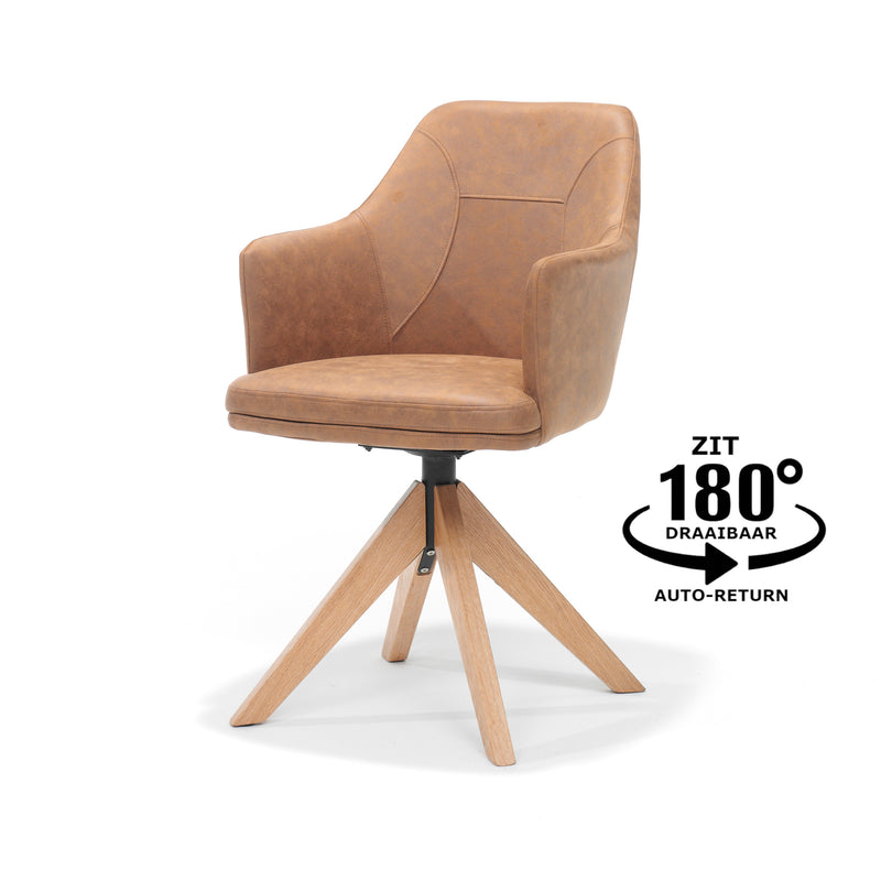 Eetkamerstoel Calvin | Cognac | Eiken frame