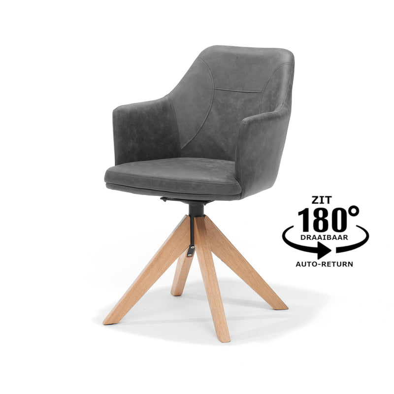 Eetkamerstoel Calvin | Antraciet| Eiken frame