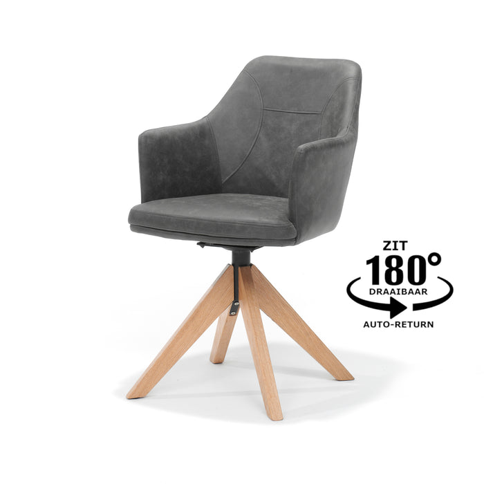 Eetkamerstoel Calvin | Antraciet| Eiken frame