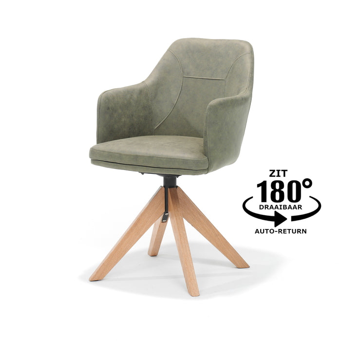 Eetkamerstoel Calvin | Groen | Eiken frame