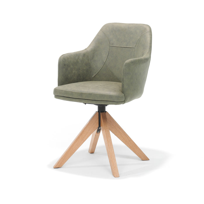 Eetkamerstoel Calvin | Groen | Eiken frame