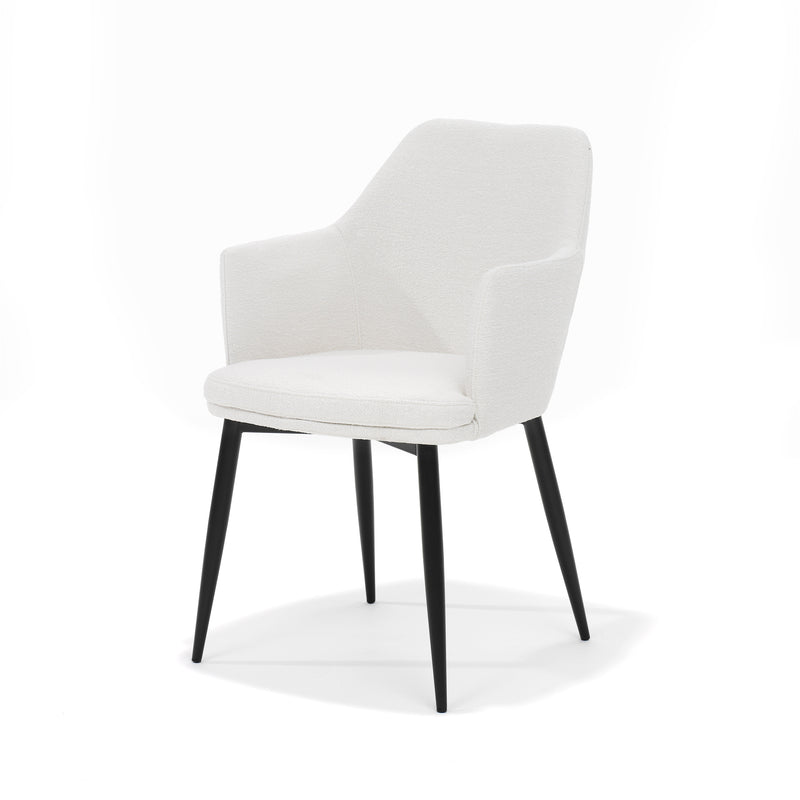 Eetkamerstoel Calvin | Armleuning | Stof Teddy Ivory